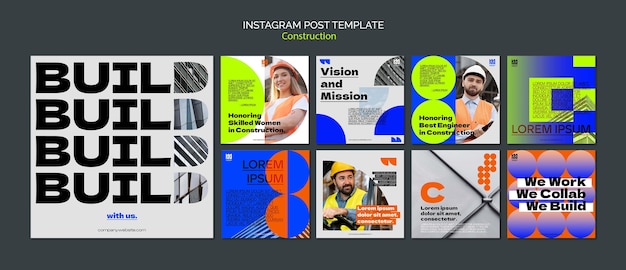 Free PSD construction project instagram posts