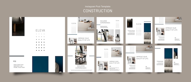 Free PSD construction project instagram posts