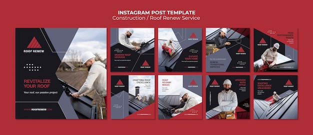 Free PSD construction project  instagram posts