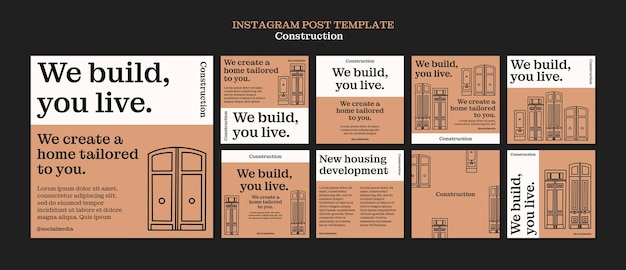 Free PSD construction project  instagram posts