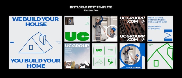 Free PSD construction project  instagram posts