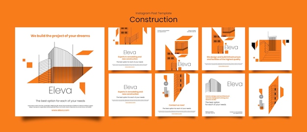 Free PSD construction project  instagram posts