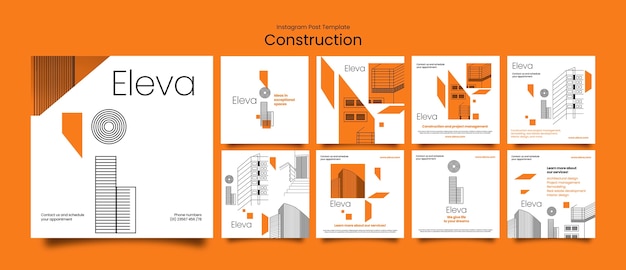 Free PSD construction project  instagram posts