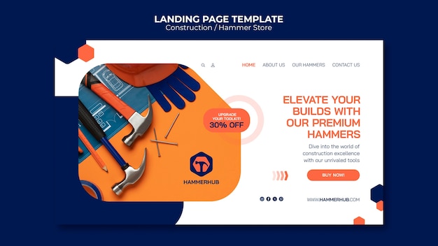 Free PSD construction project landing page template