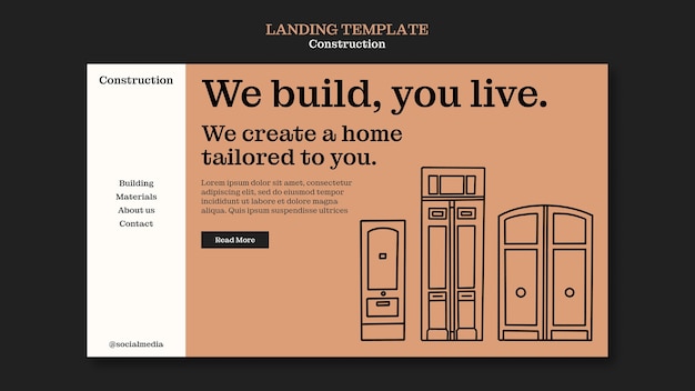 Free PSD construction project landing page template