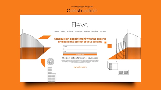 Free PSD construction project landing page template