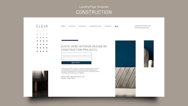 Free PSD construction project landing page