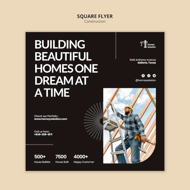 Free PSD construction project square flyer template