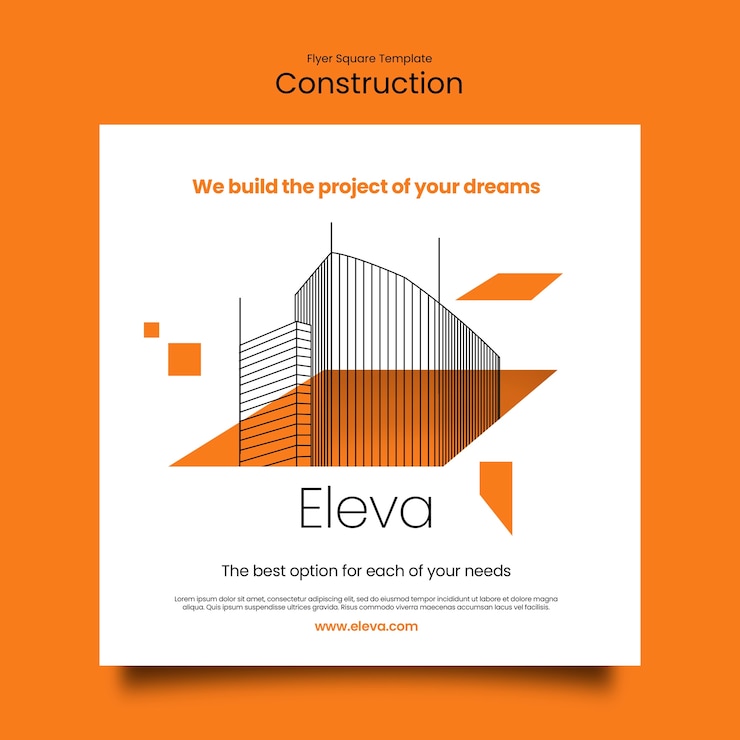 Free PSD construction project square flyer template