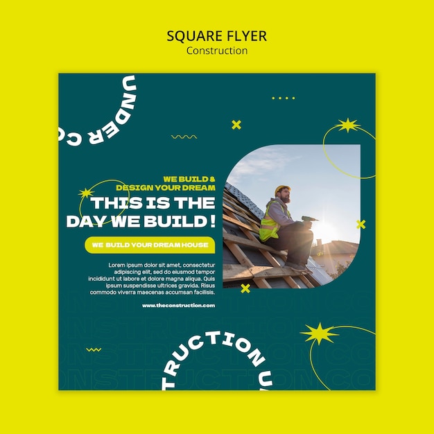 Free PSD construction project square flyer