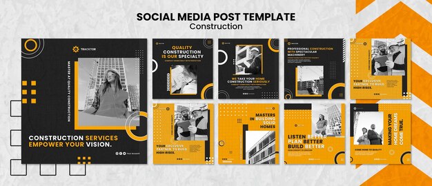 Construction services social media post template