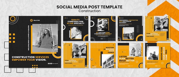 Construction services social media post template