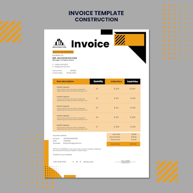 Construction template design