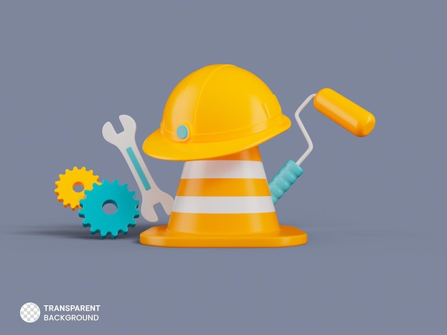 Free PSD construction tools icon 3d render illustration