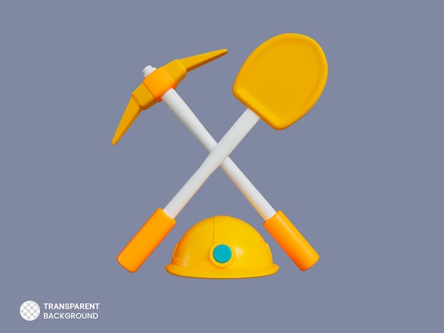 Construction tools icon 3d render illustration