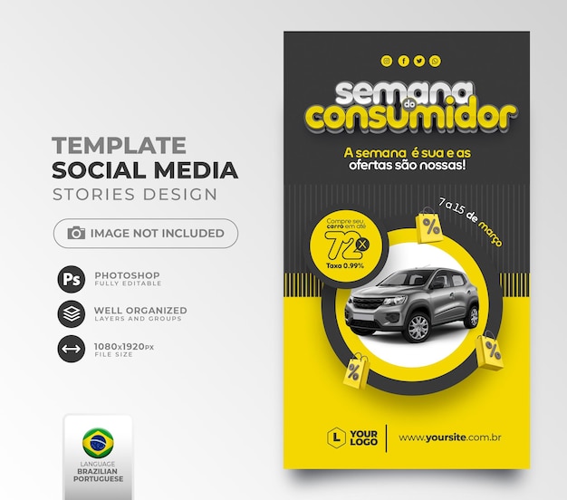 Free PSD consumer week social media post in brazilian portuguese template design