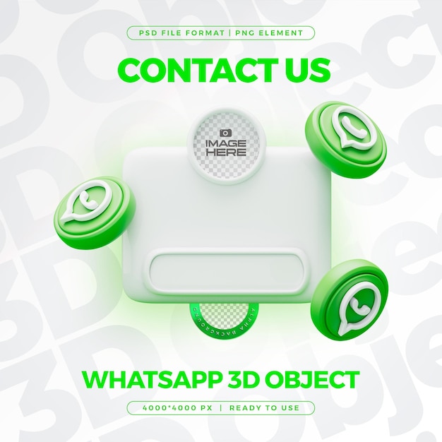 Free PSD contact us on whatsapp profile social media 3d render isolated for composition