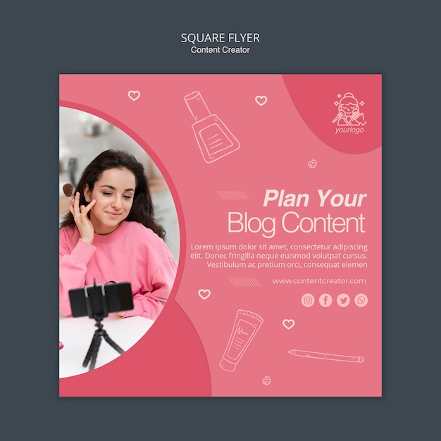 Free PSD content creator flyer template design