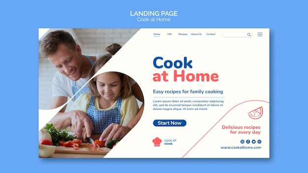無料PSD 自宅で調理するコンセプトランディングページテンプレート
