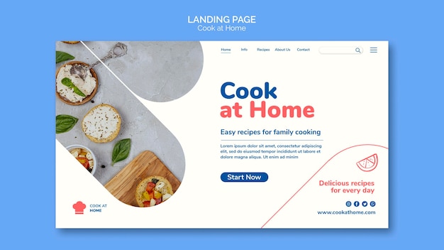 Cook at home concept landing page template