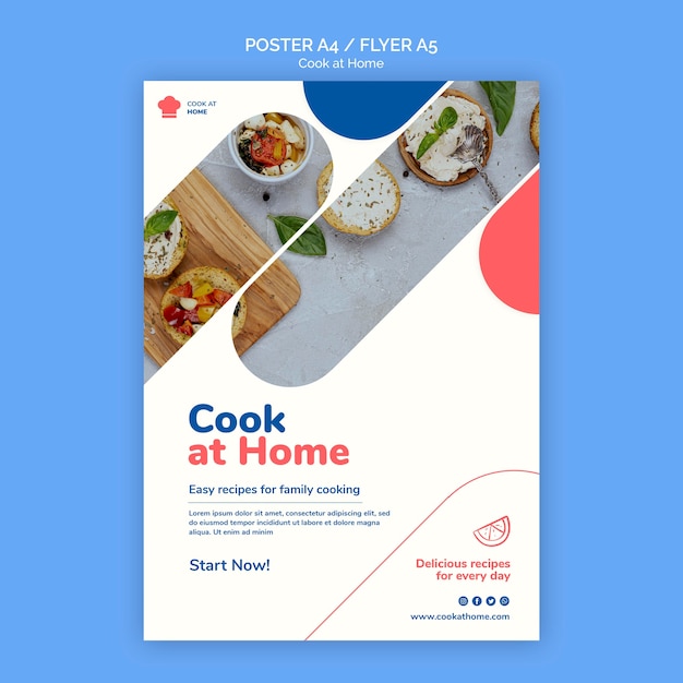 Free PSD cook at home concept poster template