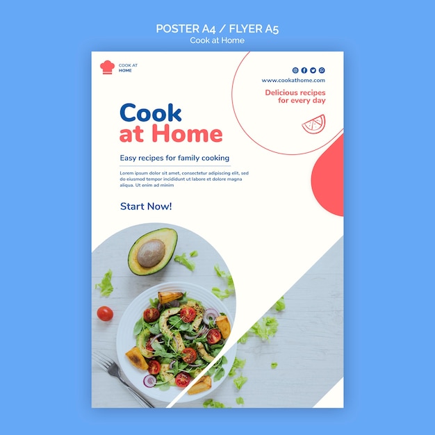 Free PSD cook at home concept poster template