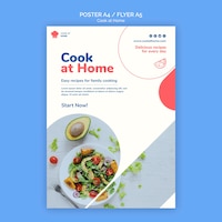 免费PSD在家烹饪概念海报模板