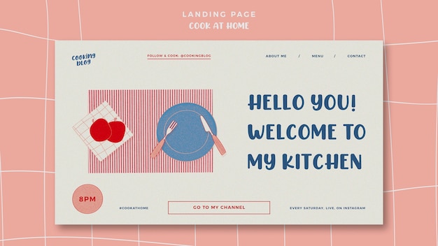 Free PSD cook at home landing page template