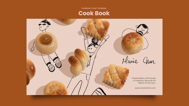 PSD gratuito preface di copertina di facebook per ricette di libri di cucina