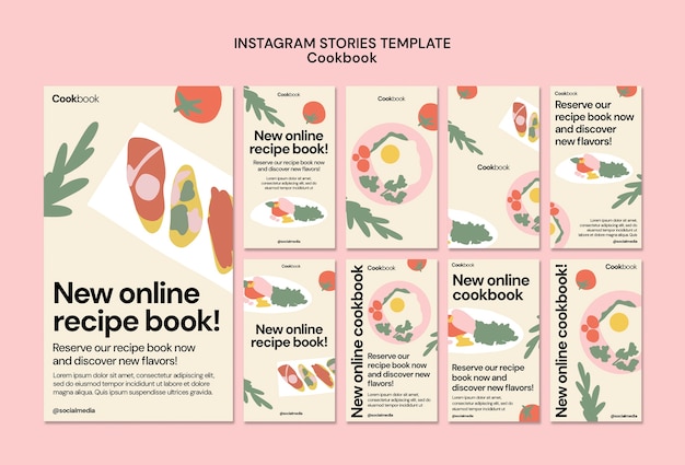 PSD gratuito ricette di libri di cucina storie di instagram