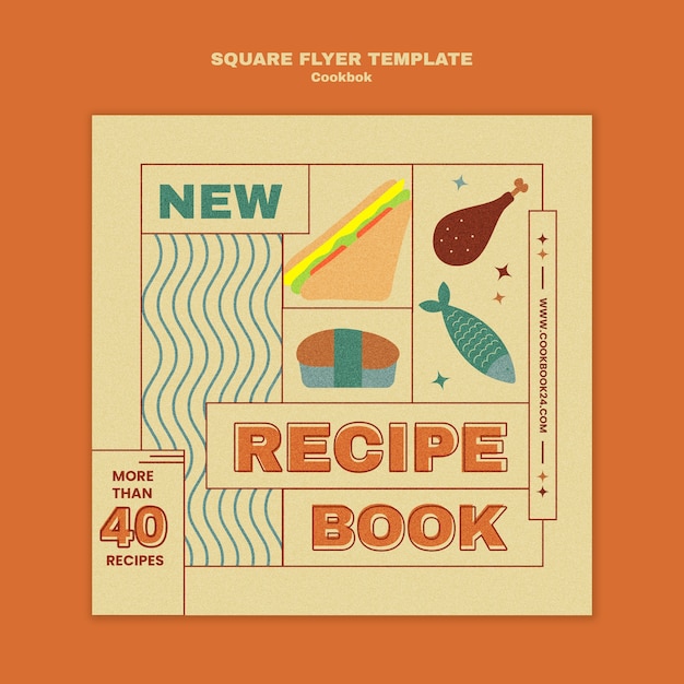 Cookbook recipes square flyer template