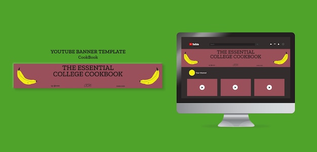 Free PSD cookbook recipes youtube banner