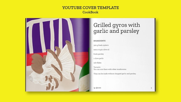 PSD gratuito copertina di ricette di libri di cucina youtube