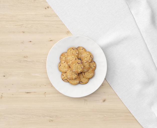 Cookies plate on wooden table