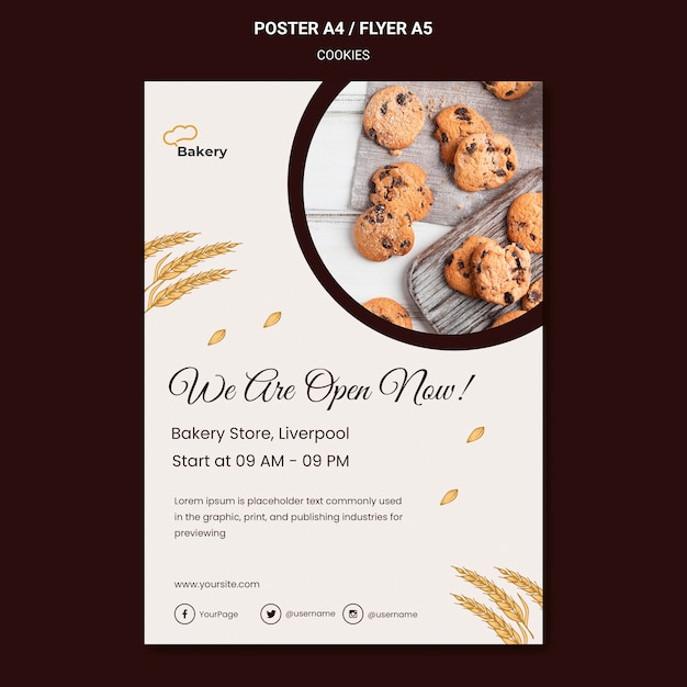 Free PSD cookies store poster template