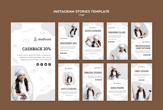 Free PSD cooking class instagram stories