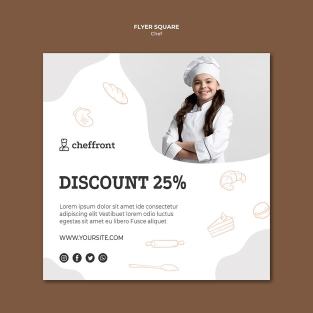 cooking class square flyer template