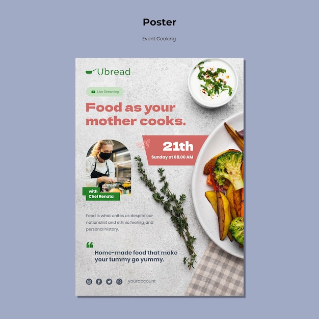 Free PSD cooking event poster template
