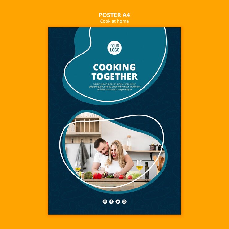 Free PSD cooking at home poster concept