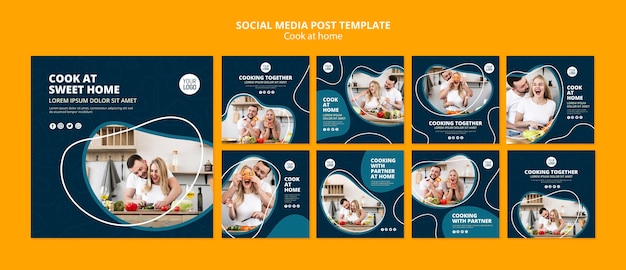 Cooking at Home Social Media Post – Free PSD Template for Food Lovers