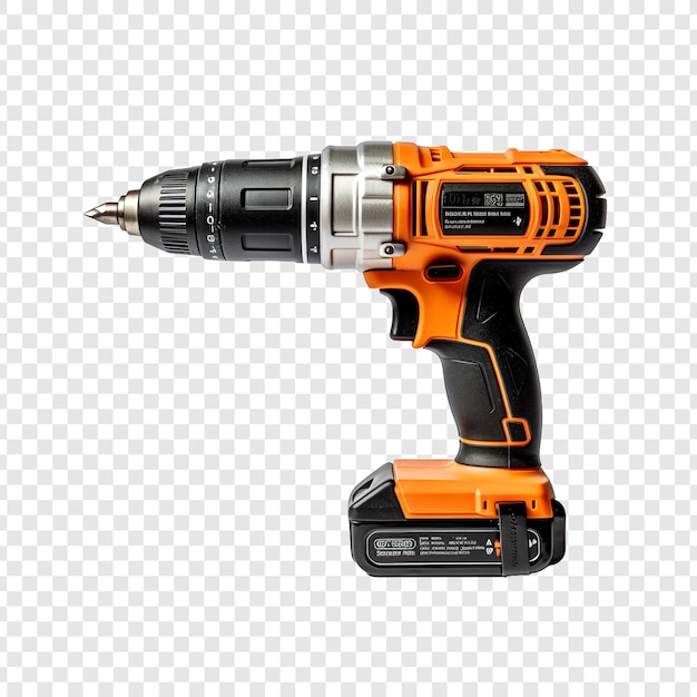 Free PSD cordless drill isolated on transparent background