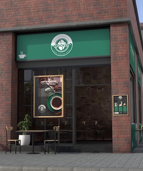 Corner business mock-up for coffee shops