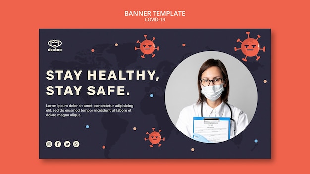 Free PSD coronavirus banner template with photo