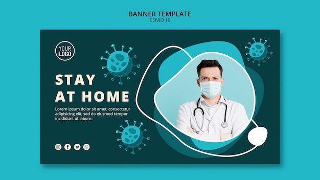 Free PSD coronavirus banner template with photo