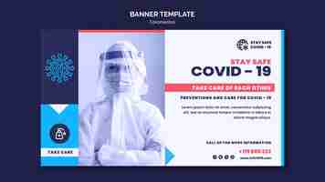 PSD gratuito modello di banner di coronavirus con foto