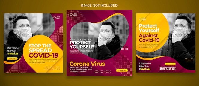 Coronavirus or covid-19 social media post flyer collection template