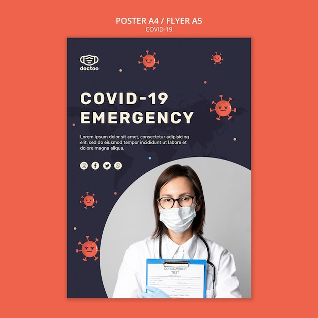 Coronavirus flyer template with photo