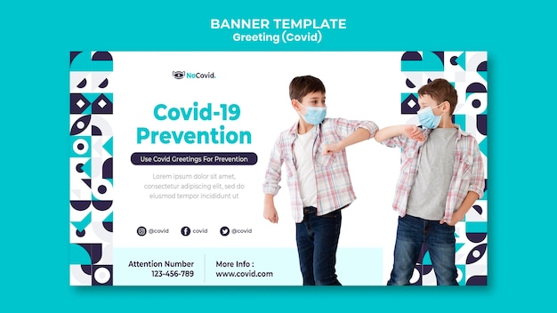 Coronavirus greetings banner template with photo