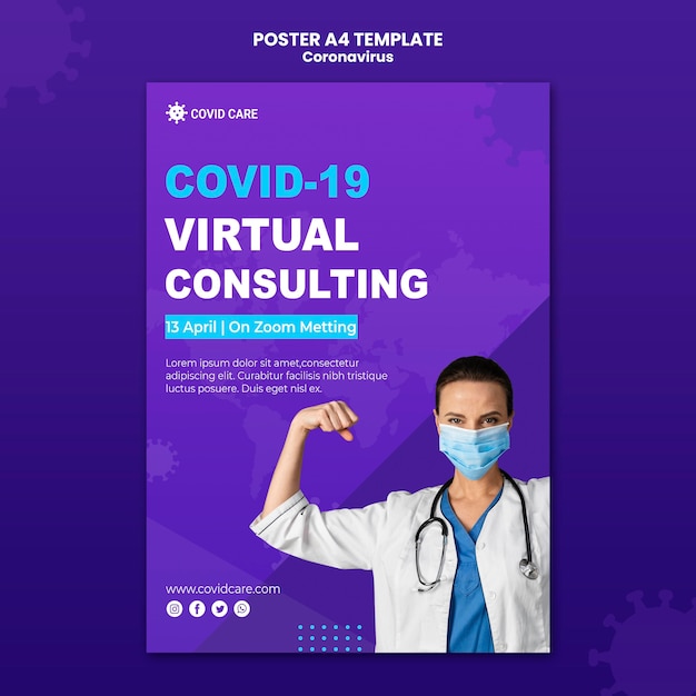 PSD gratuito modello di stampa informativo sul coronavirus
