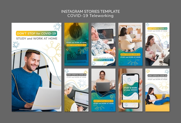 Coronavirus instagram stories template with photo